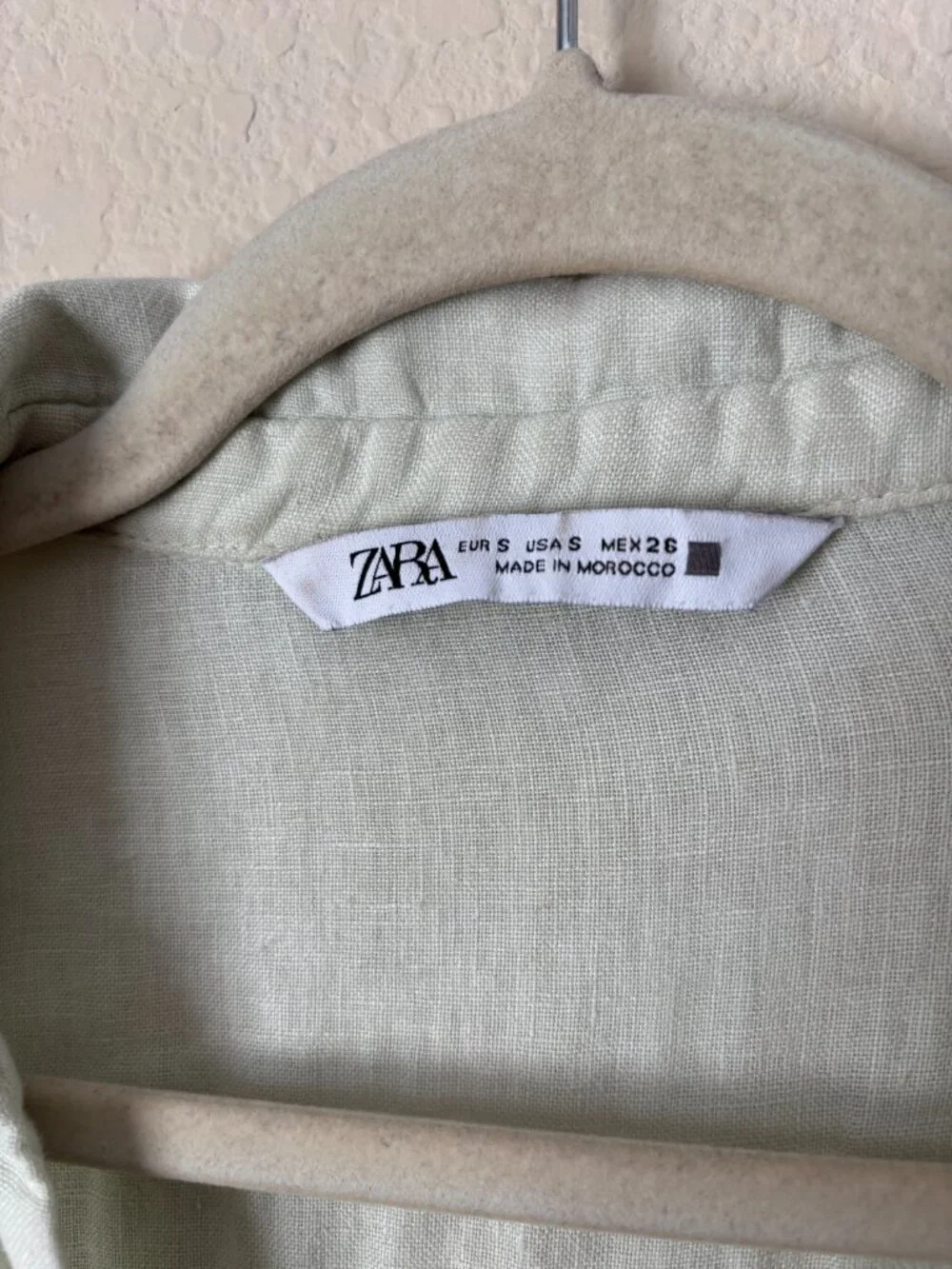 Zara Linen Button Up Boxy Cropped Pistachio Green Shirt - Picture 3 of 11